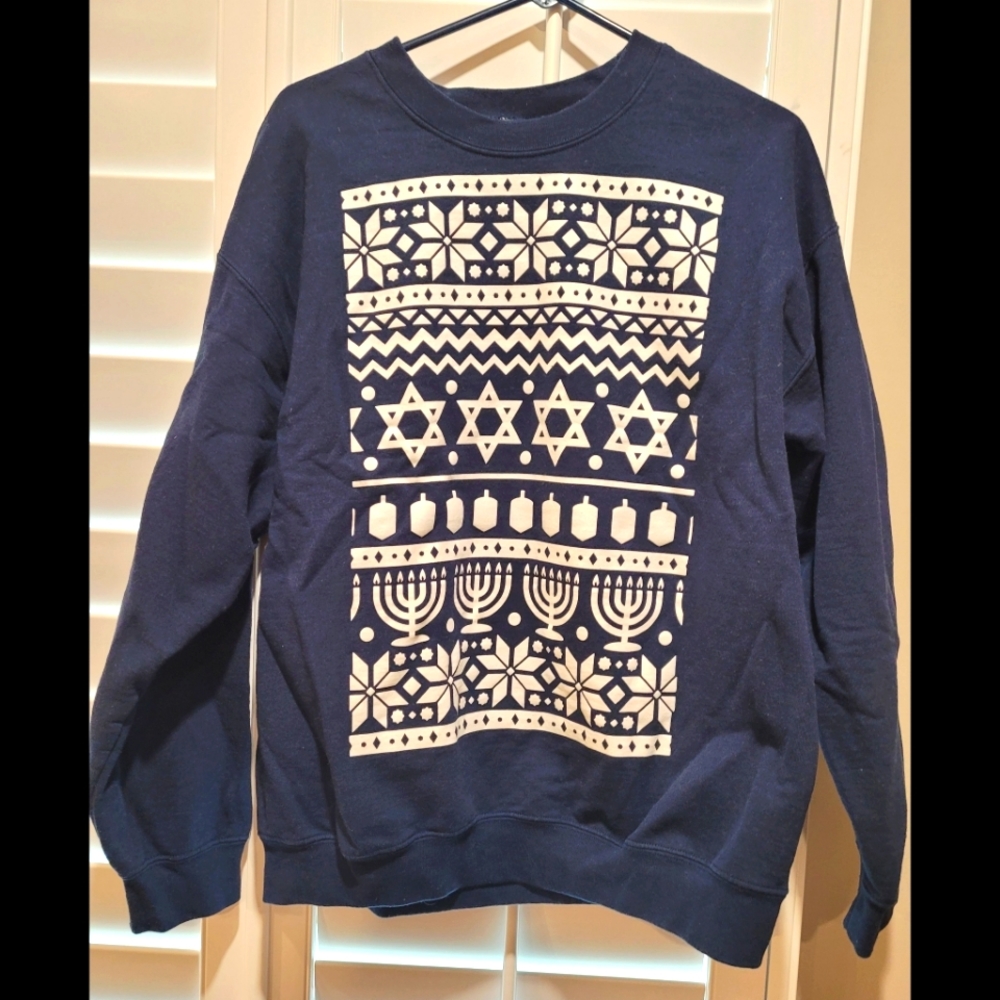 "Ugly Sweater" Hanukkah Sweatshirt, Men's Large